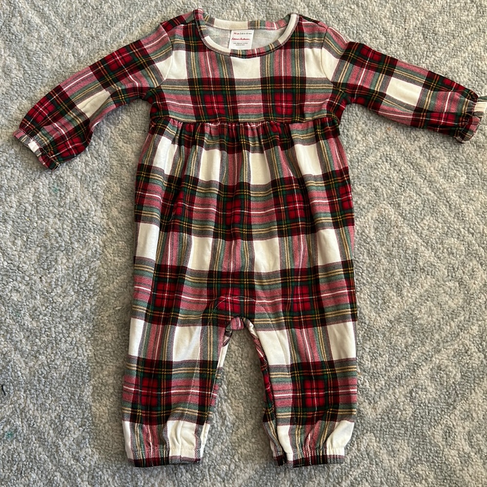 Brand new Hanna Anderson Holiday Plaid baby onesie